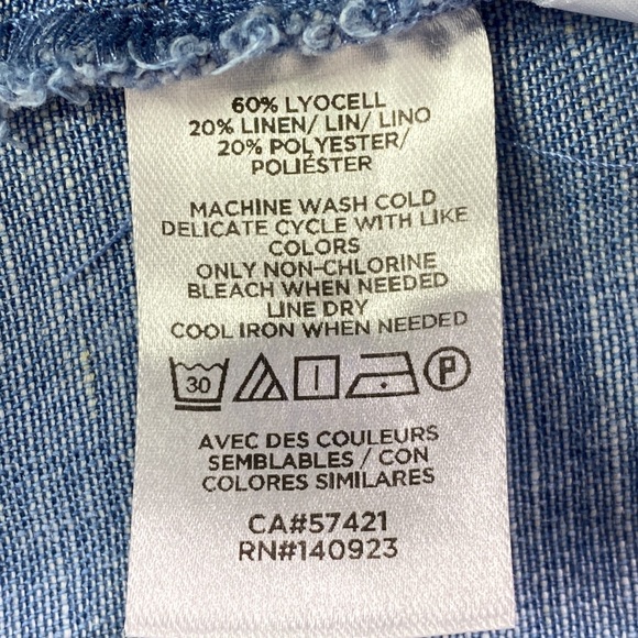 Loft Petite Chambray Button Down Flare Dress in Botanic Blue - Picture 6 of 13